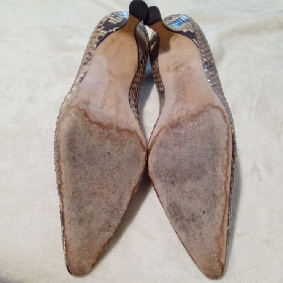 Manolo Blahnik Snakeskin Heels - Brown and Cream - Picture 4 of 6